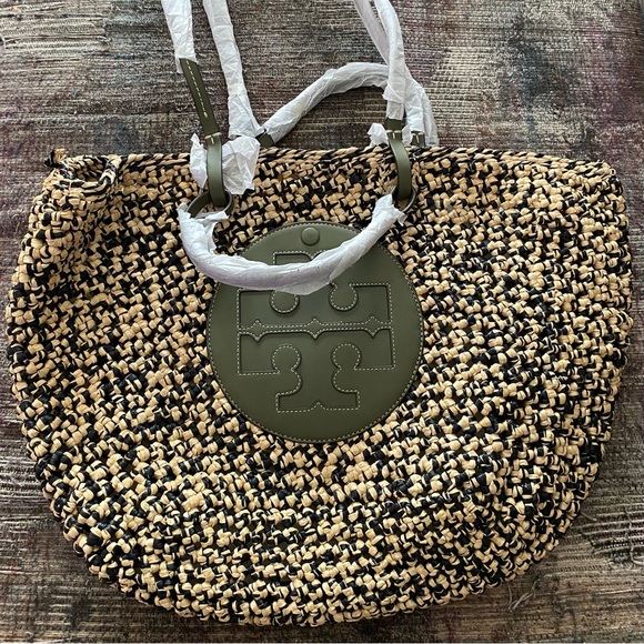 Tory Burch Ella Straw Box Weave Basket Tote. - Picture 5 of 16